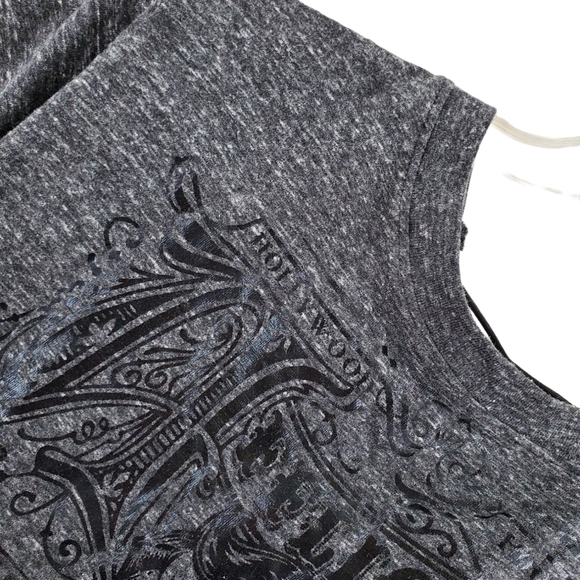 Affliction Top XL Skull Woman Mirror Optical Illusion Black Live Fast Lace Up - Picture 6 of 16